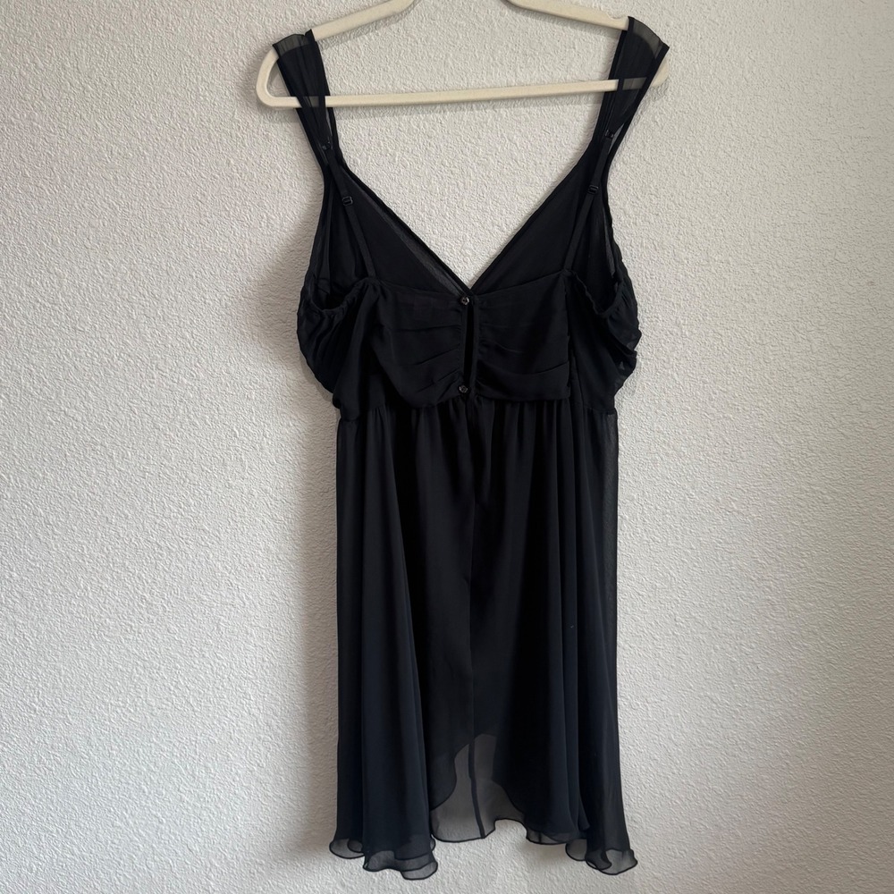 Y2K Victoria Secret‎ Black Sheer Pleated Babydoll Nightgown Vintage L Whimsigoth